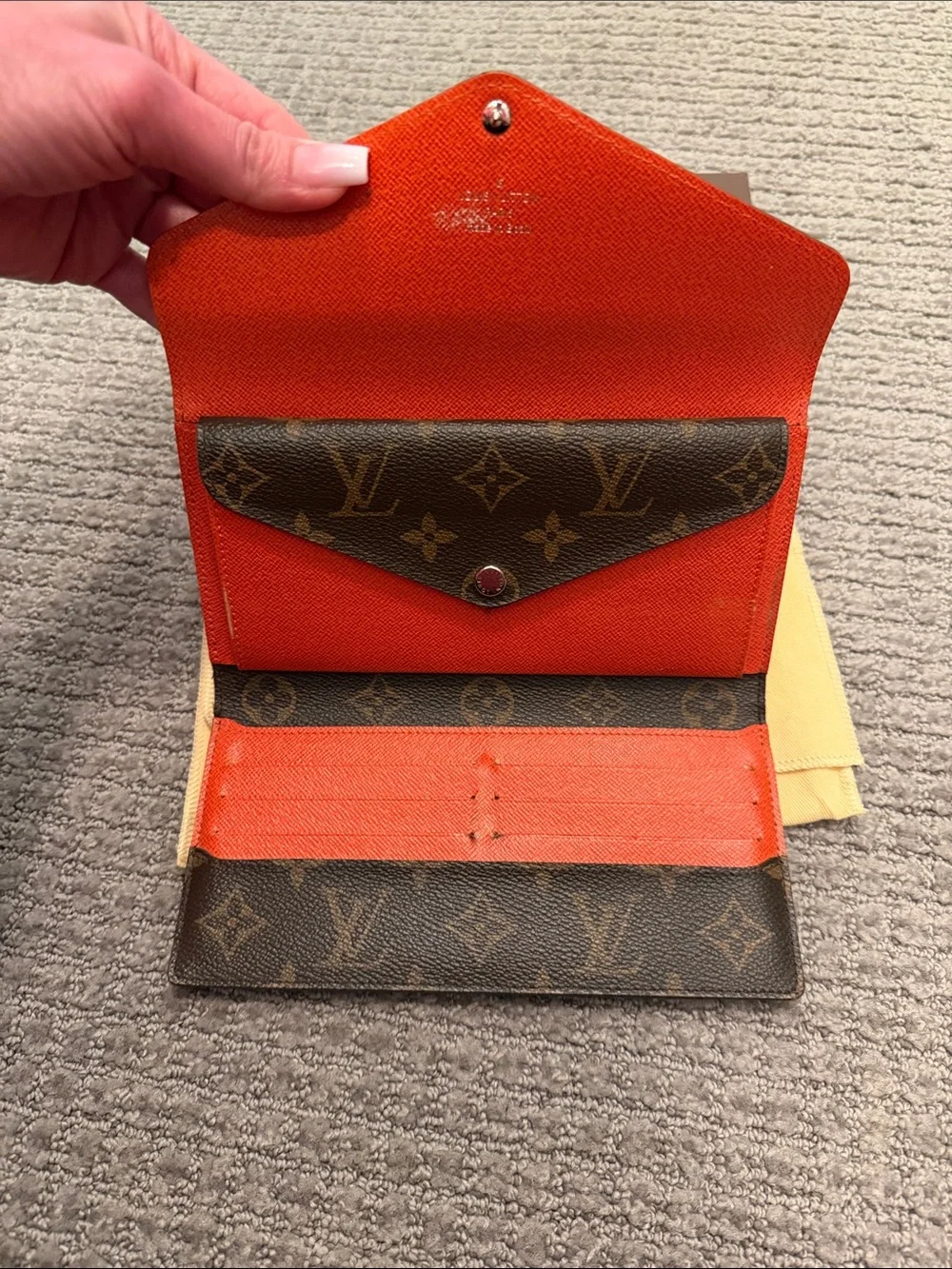 Louis Vuitton Marie Lou Monogram Continental Wallet with Orange Flap